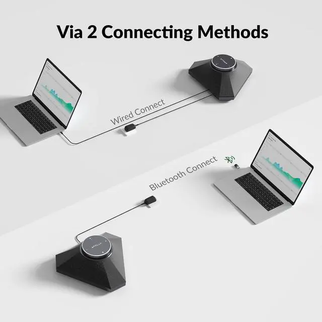 Alt view image 2 of 7 - Conference Speaker and Microphone, 360° Voice Pickup, AI Noise Reduction, USB/Bluetooth 10W Powerful Speakerphone w/Daisy Chain for 20 People Large Call Meeting Zoom Teams by DT