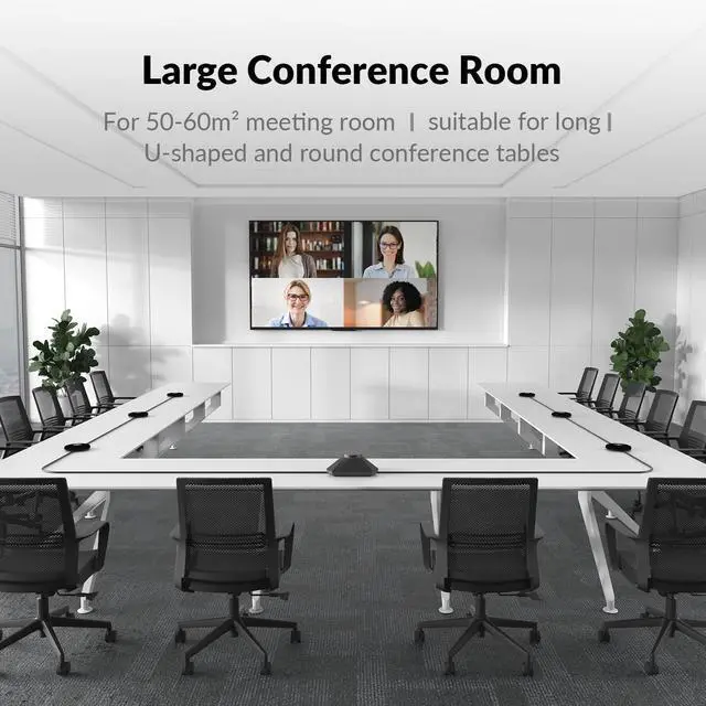Alt view image 7 of 7 - Conference Speaker and Microphone, 360° Voice Pickup, AI Noise Reduction, USB/Bluetooth 10W Powerful Speakerphone w/Daisy Chain for 20 People Large Call Meeting Zoom Teams by DT