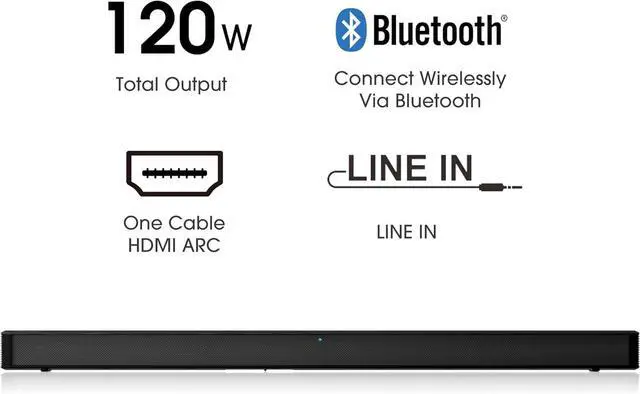 Alt view image 3 of 7 - HS205G 2.0Ch Sound Bar, 120W, DTS Virtual: X, Dolby Audio, HDMI/ARC/Optical/USB, Bluetooth, Roku TV Ready, Black (HS205G, 2024 Model) by DT