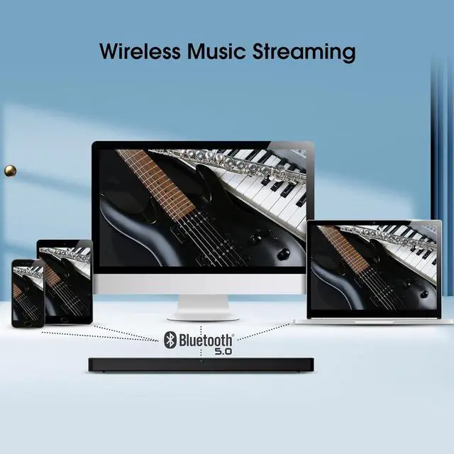 Alt view image 5 of 7 - HS205G 2.0Ch Sound Bar, 120W, DTS Virtual: X, Dolby Audio, HDMI/ARC/Optical/USB, Bluetooth, Roku TV Ready, Black (HS205G, 2024 Model) by DT