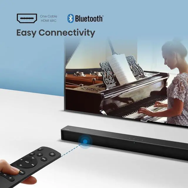 Alt view image 7 of 7 - HS205G 2.0Ch Sound Bar, 120W, DTS Virtual: X, Dolby Audio, HDMI/ARC/Optical/USB, Bluetooth, Roku TV Ready, Black (HS205G, 2024 Model) by DT