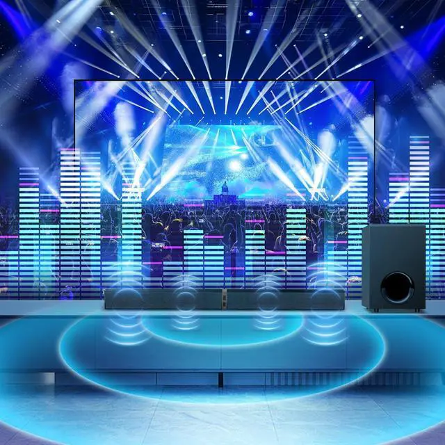 Alt view image 6 of 7 - Sound bar with Subwoofer, 120W SoundBar for Smart TV Bluetooth 5.0 Home Theater, Deep Bass Audio System BT/ARC/Optical/AUX Connection PC by DT