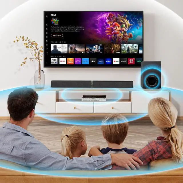 Alt view image 7 of 7 - Sound bar with Subwoofer, 120W SoundBar for Smart TV Bluetooth 5.0 Home Theater, Deep Bass Audio System BT/ARC/Optical/AUX Connection PC by DT