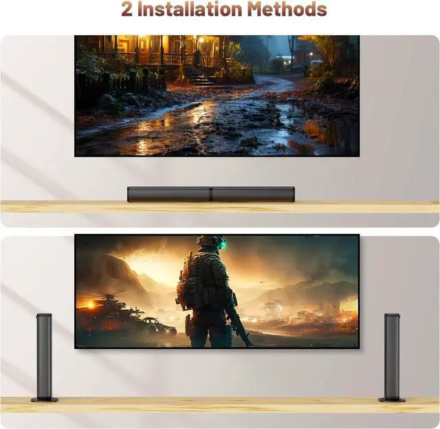 Alt view image 5 of 6 - 2 in 1 Detachable Sound bar with Subwoofers, 4.1 Channel Bluetooth Bar for Smart TV, Home Theater Surround System, Optical, AUX, USB Input, Bass Adjust, Remote/Button Control by DT