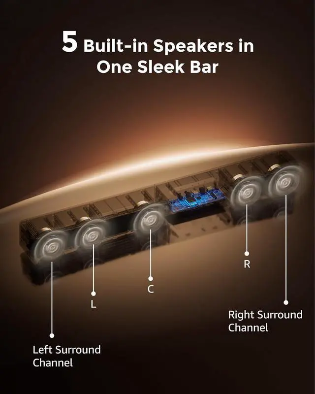 Alt view image 2 of 7 - 5.1CH Surround Sound Bar with Subwoofer, Dolby Atmos, VoiceMX & BassMX Tech, 300W Soundbar for Smart TV, Home Theater System App, BT 5.4, Poseidon M60 (2025 Model) by DT