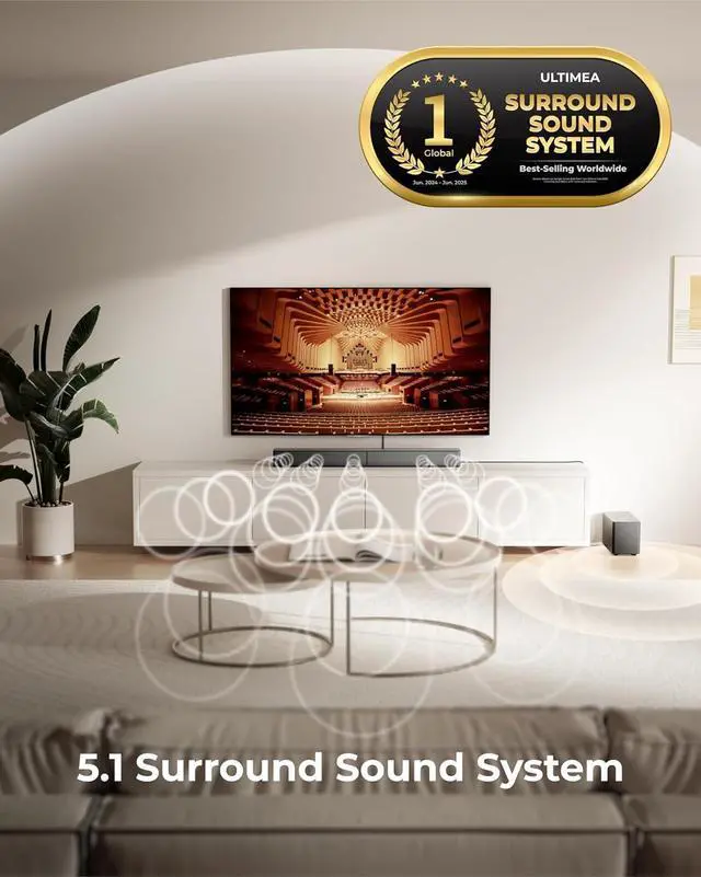 Alt view image 4 of 7 - 5.1CH Surround Sound Bar with Subwoofer, Dolby Atmos, VoiceMX & BassMX Tech, 300W Soundbar for Smart TV, Home Theater System App, BT 5.4, Poseidon M60 (2025 Model) by DT