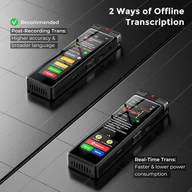 Alt view image 3 of 7 - 136GB AI Voice Recorder,  Digital Recorder with Playback, Offline Transcribe and Online Summarize/Mindmap/Translation Base on Technology, Activated Audio (Black) by DT