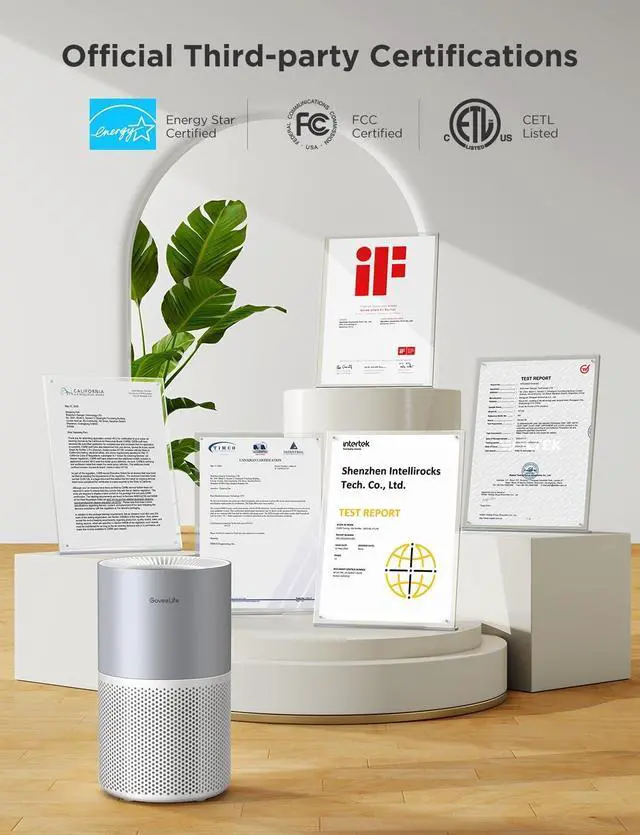 Alt view image 6 of 7 - Air Purifiers for Home, Smart Purifier Large Rooms with App & Alexa Control, Covers up to 1162ft², Quality Monitor, PM2.5 Sensor Pet Hair, Pollen, Dust, Smoke by DT