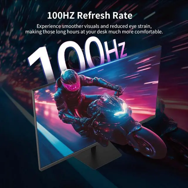 Alt view image 2 of 7 - 24.5 Inch 100Hz IPS Computer Monitor - FHD(1920 x 1080P), Anti-Blue Light Screen, 126% sRGB, 16.7M, Support FreeSync and GSync, PC for Casual Gaming Working by DT