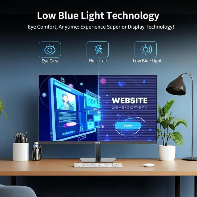 Alt view image 6 of 7 - 24.5 Inch 100Hz IPS Computer Monitor - FHD(1920 x 1080P), Anti-Blue Light Screen, 126% sRGB, 16.7M, Support FreeSync and GSync, PC for Casual Gaming Working by DT