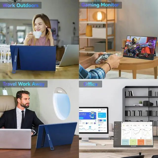 Alt view image 4 of 7 - 16" Portable Monitor, 1200P 120Hz 100% sRGB Gaming Monitor with Built-in Stand, HDR and Freensync, USB C Pc, Switch Ps5 by DT