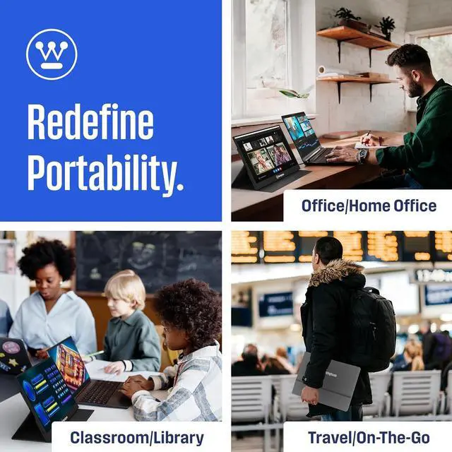 Alt view image 4 of 7 - 15.6 Inch Portable Monitor for Laptop & Travel, 1080p, 60Hz, IPS Display, Full HD Screen with Magnetic Protective Cover, Built in Speakers, 1x Mini HDMI, 1x USB Type-C