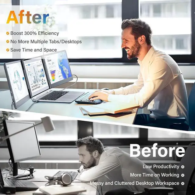 Alt view image 5 of 7 - 2025 New Upgraded Laptop Screen Extender Portable Monitor, 1080P FHD IPS Screen, Monitor for Laptop, Fit 13-17" Plug & Play Compatiable with Windows/Mac/Android/Switch (14 inch) by DT