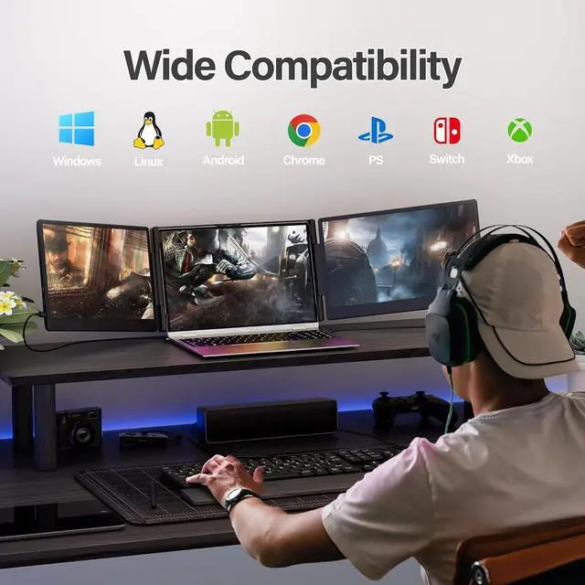 Alt view image 7 of 7 - 2025 New Upgraded Laptop Screen Extender Portable Monitor, 1080P FHD IPS Screen, Monitor for Laptop, Fit 13-17" Plug & Play Compatiable with Windows/Mac/Android/Switch (14 inch) by DT