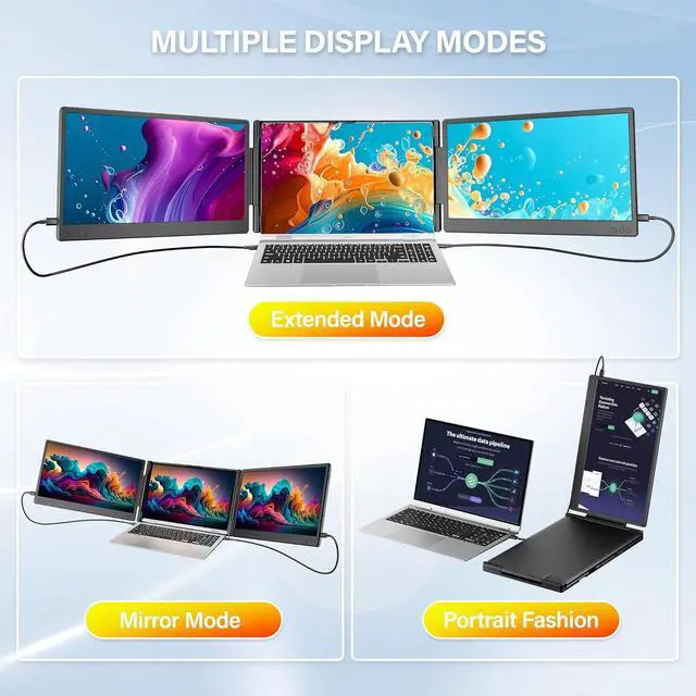 Alt view image 6 of 7 - 2025 New Upgraded Laptop Screen Extender Portable Monitor, 1080P FHD IPS Screen, Monitor for Laptop, Fit 13-17" Plug & Play Compatiable with Windows/Mac/Android/Switch (14 inch) by DT