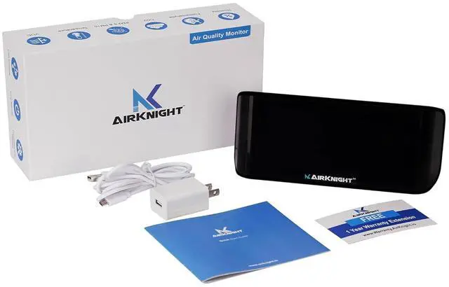 Alt view image 4 of 6 - AirKnight Premium Indoor Air Quality Monitor & Sensor. VOC detector, CO2 Monitor, Formaldehyde Detector HCHO, AQI, PM2.5, PM10 Temperature Humidity AQI Meter Gas Off -