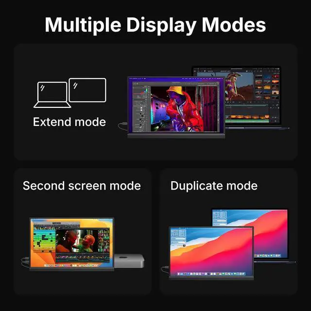 Alt view image 7 of 7 - Portable Monitor 15.6-inch 1080P USB-C HDMI Ultra Slim Travel with Kickstand for Laptop, PC, Mac Phone, PS, Xbox, Swich Gaming IPS Zero Bezel by DT