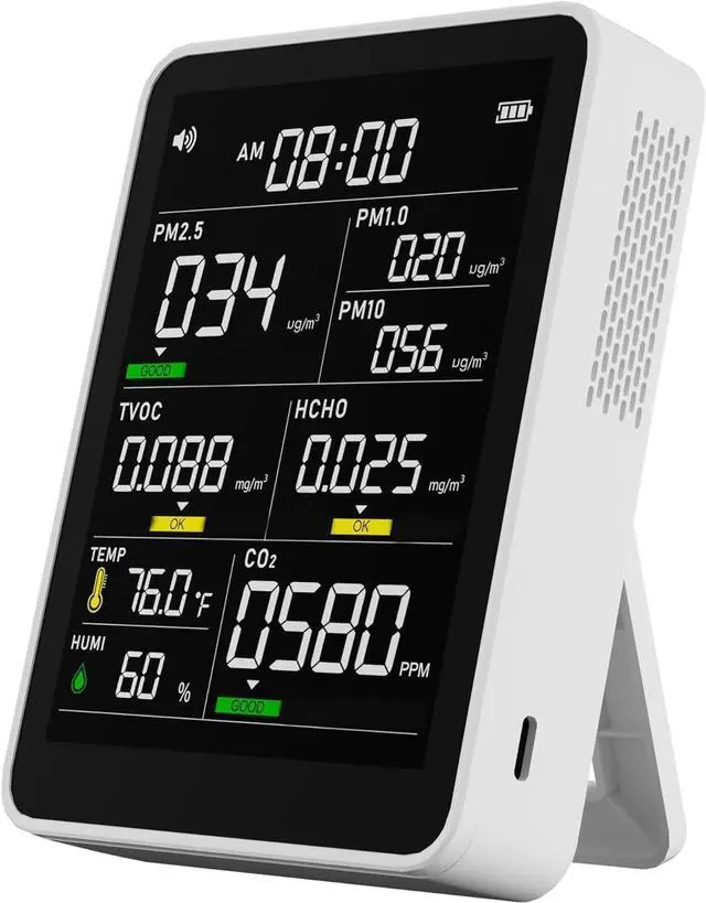 Main image of 9-in-1 Professional Indoor Air Quality Monitor Portable PM2.5/PM10/CO2, Temperature, Formaldehyde Detector, Humidity TVOC,Time Display Tester - Confined Space Clean by DT