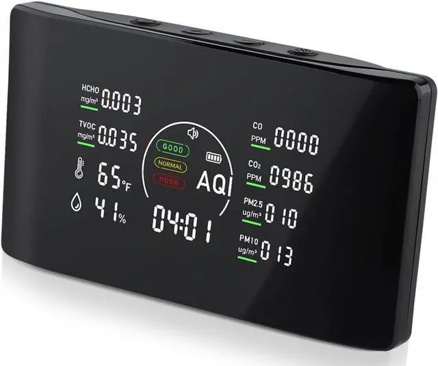 Main image of 10 in 1 Indoor Air Quality Monitor with Portable Sensors for CO2, PM2.5, Temperature & Humidity,VOC Sensor and AQI,Accurate Formaldehyde,CO2 Detector Monocular,Suitable Home,Black E1 by DT