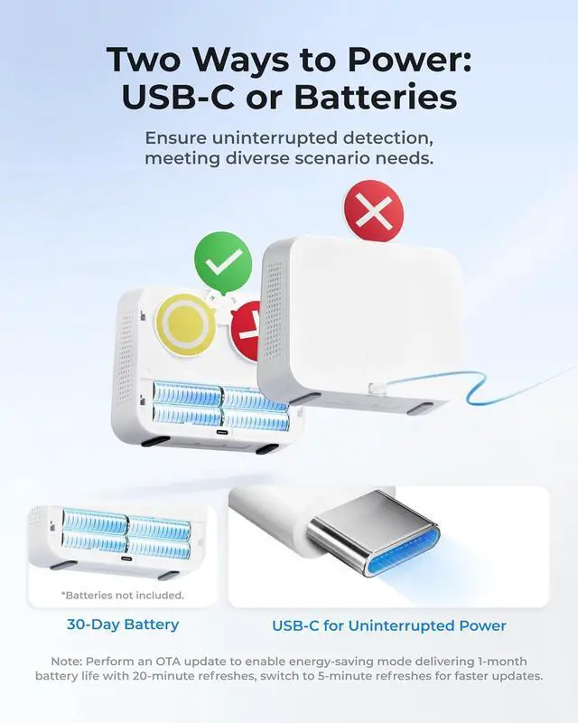 Alt view image 7 of 7 - Air Quality Monitor Indoor, Portable Tester for CO2, CO, PM2.5, PM10, HCHO, TVOC, Temp & Humi, E-Ink Display with 3-Color Emoji Indicators, WiFi App Control, Meter Home/Office by DT