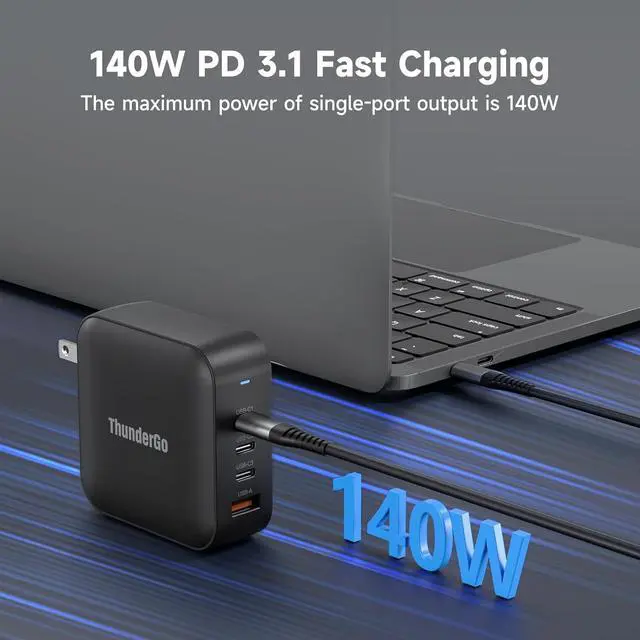 Alt view image 2 of 6 - 240W GaN Charger, 4-Port USB C Fast Charging Station with 140W Max PD 3.1 Port, Compact Travel Wall Adapter for MacBook Pro/Air M3/M2/M1, Laptops, iPhone 15/14, Galaxy S24/S23, iPad, Steam Deck by DT