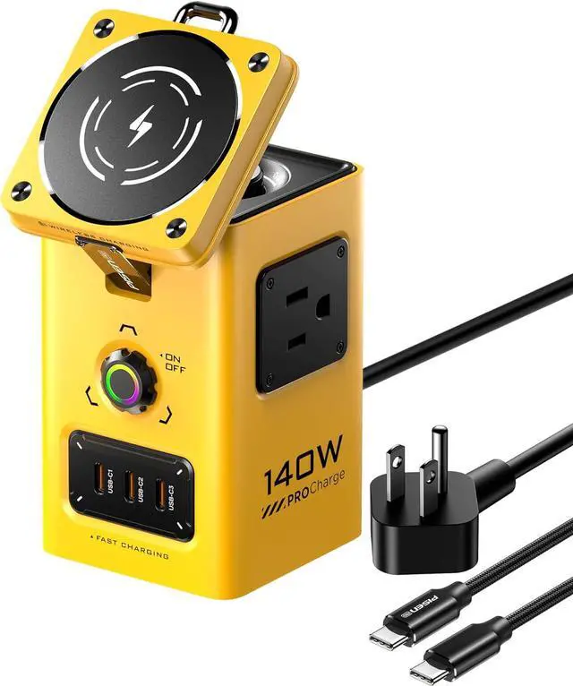 Main image of 8-in-1 Mag-Safe Charger Stand - 140W Charging Station for Multiple Devices Magnetic Qi2 Wireless iPhone 16/15/14/13/12, Apple Watch (Yellow) by DT