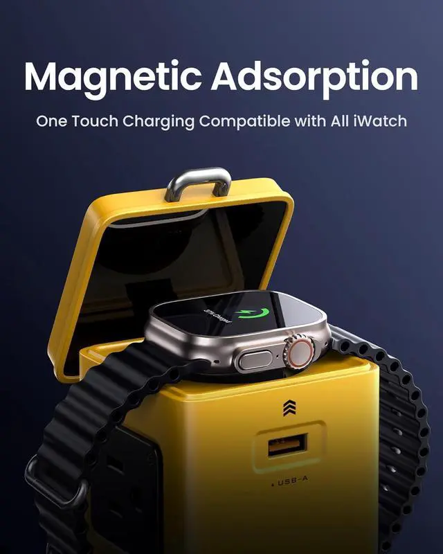 Alt view image 3 of 7 - 8-in-1 Mag-Safe Charger Stand - 140W Charging Station for Multiple Devices Magnetic Qi2 Wireless iPhone 16/15/14/13/12, Apple Watch (Yellow) by DT