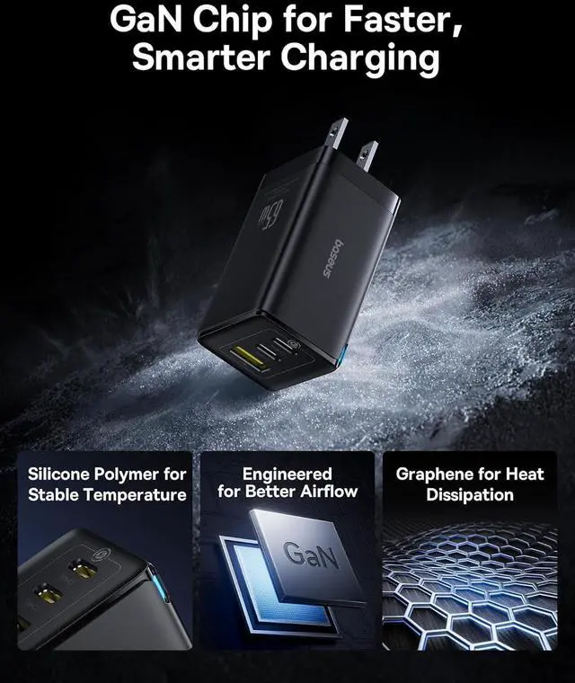 Alt view image 7 of 7 - 2 Pack 65W USB C Charger Block PPS 3-Port Fast Compact Foldable USB C Charger for MacBook iPad Pro Galaxy S24 iPhone 17/16 and More Series