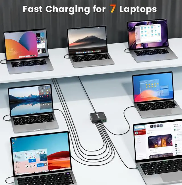 Alt view image 2 of 7 - 780W USB C Charger Block Fast 10-Port USB C Charging Station GaN PD 120W Laptop Charger Adapter for MacBook Pro/Air  iPad iPhone  Galaxy