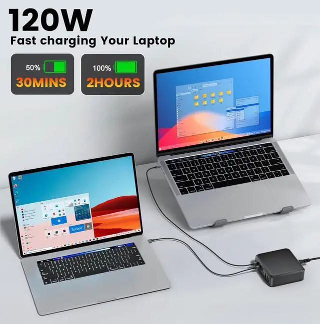 Alt view image 3 of 7 - 780W USB C Charger Block Fast 10-Port USB C Charging Station GaN PD 120W Laptop Charger Adapter for MacBook Pro/Air  iPad iPhone  Galaxy