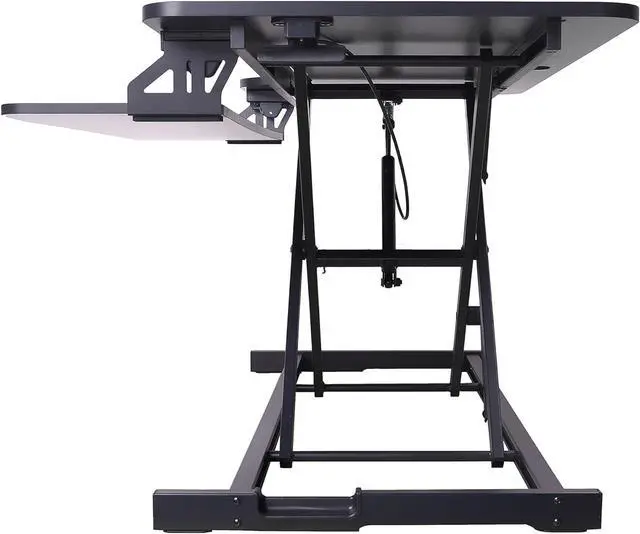 Alt view image 6 of 6 - 43" Height Adjustable Standing Desk Converter - Tall Sit Stand Up Tabletop Riser with Tablet Slot Home Office Computer Workstation Deep Keyboard Tray for Laptop Mouse Black (R VADRB-43) by DT