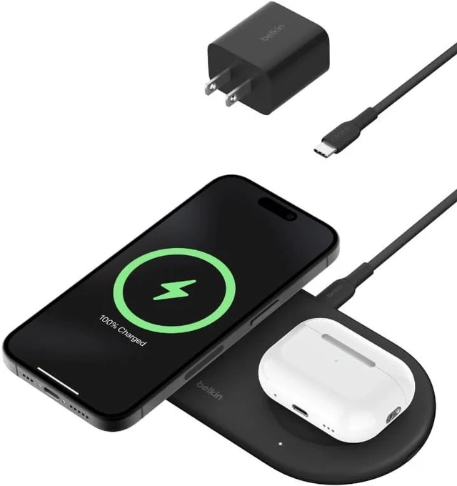 Main image of Qi2 15W 2 in 1 Wireless Charging Pad with USB-C Port