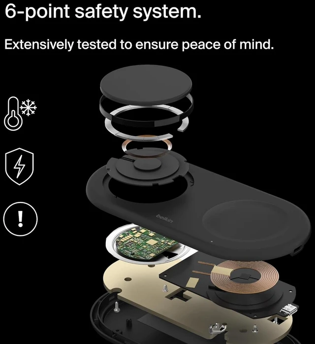 Alt view image 5 of 7 - Qi2 15W 2 in 1 Wireless Charging Pad with USB-C Port