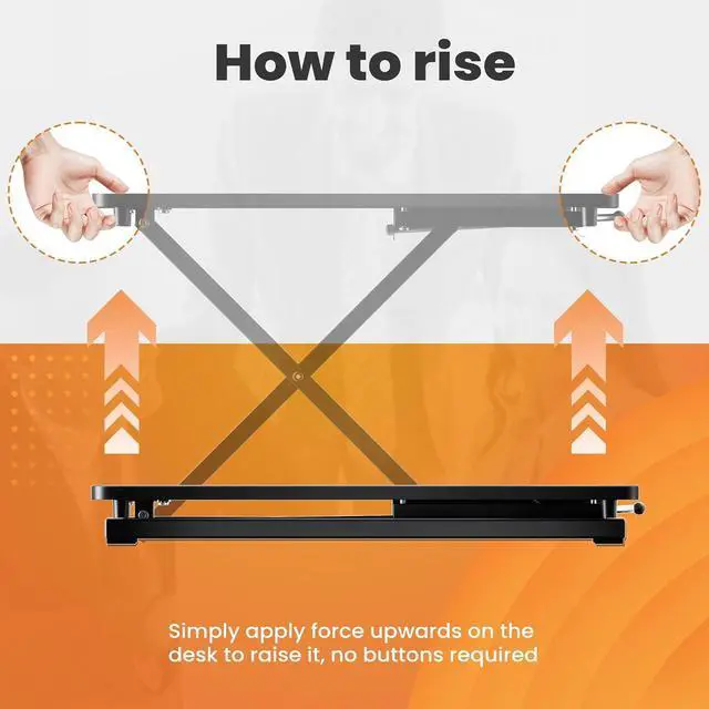 Alt view image 4 of 7 - Standing Desk Converter Matte Black, Stand up Riser on The Table, Adjustable Height Table top Apply for Laptop and Single Monitor Workstation Office Use. by DT