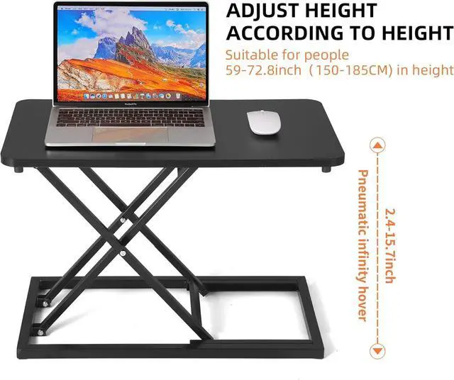Alt view image 4 of 4 - Height Adjustable Standing Desk Converter, Stand Up Converter for Home Office, Gas Sp Computer Workstation Monitor Or Laptop (Black-23.6Inch) by DT