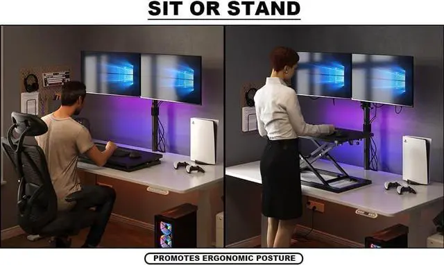 Alt view image 7 of 7 - Single 24 inch Ssors Lift Keyboard and Mouse Riser, Height Adjustable Standing Desk Converter for Ergonomic Sit Stand Workstationssuitable to hold large/small items (24inch, Black) by DT