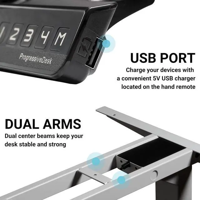 Alt view image 5 of 5 - Standing Desk Corner Frame. Adjustable Height and Width Legs with Triple Electric Motors for Home Office L Shaped FLT-05 Black by DT