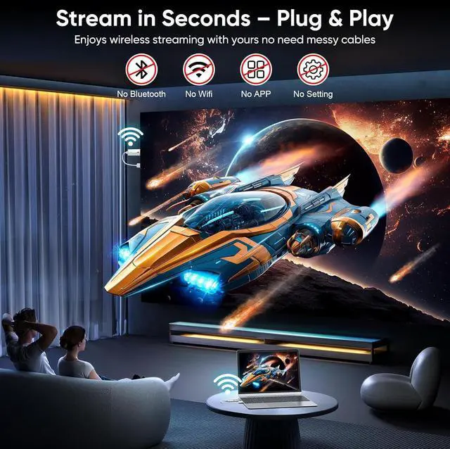 Alt view image 6 of 7 - Wireless HDMI Transmitter and Receiver 328Ft/100M, 4K Decode 1080P@60Hz Plug & Play Adapter, Portable Dual Band 2.4G/5G for Office Meetings, Home Theater, Outdoor Use by DT