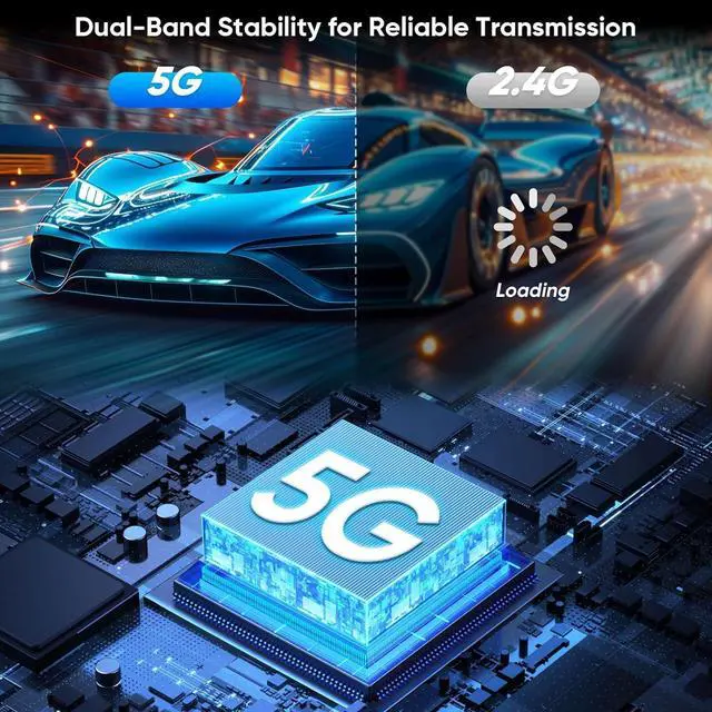 Alt view image 4 of 7 - Wireless HDMI Transmitter and Receiver 328Ft/100M, 4K Decode 1080P@60Hz Plug & Play Adapter, Portable Dual Band 2.4G/5G for Office Meetings, Home Theater, Outdoor Use by DT