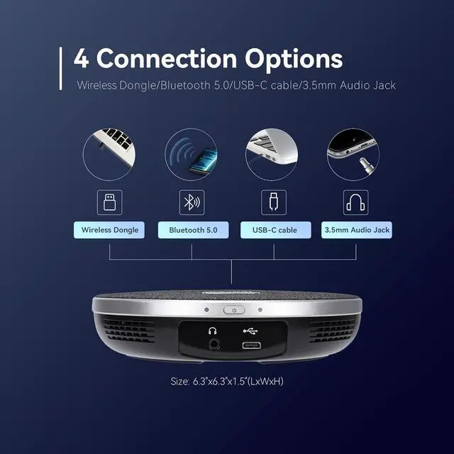 Alt view image 6 of 7 - 4K Conference Room Camera System, AI Auto-Tracking PTZ 5X Digital Zoom with Speakerphone Set 120° Wide-Angle USB3.0 for YouTube Teams OBS and More by DT