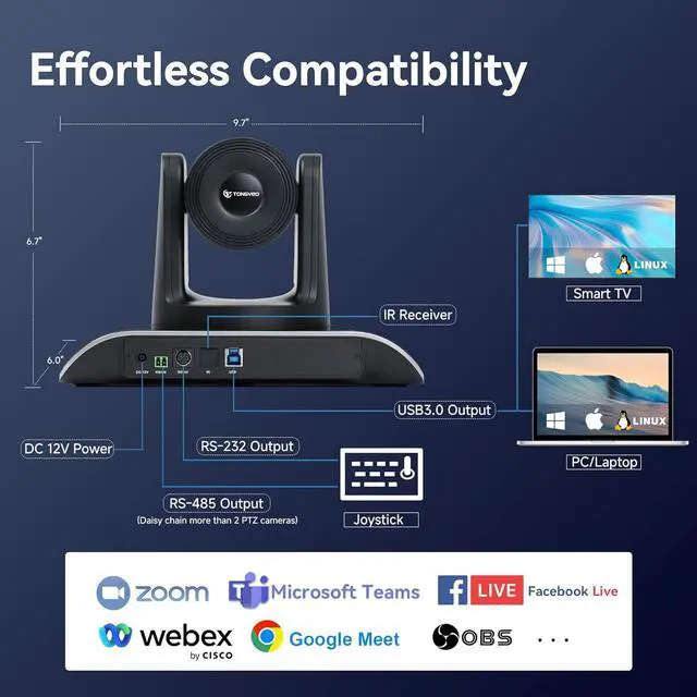 Alt view image 7 of 7 - 4K Conference Room Camera System, AI Auto-Tracking PTZ 5X Digital Zoom with Speakerphone Set 120° Wide-Angle USB3.0 for YouTube Teams OBS and More by DT