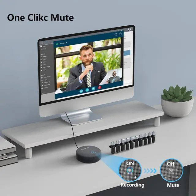 Alt view image 5 of 6 - Conference Speaker and Microphone, USB Speakerphone with 10 Mics, 360° Pickup&Noise Reduction, Portable Room Omnidirectional Microphone for Compatible Leading Platforms by DT