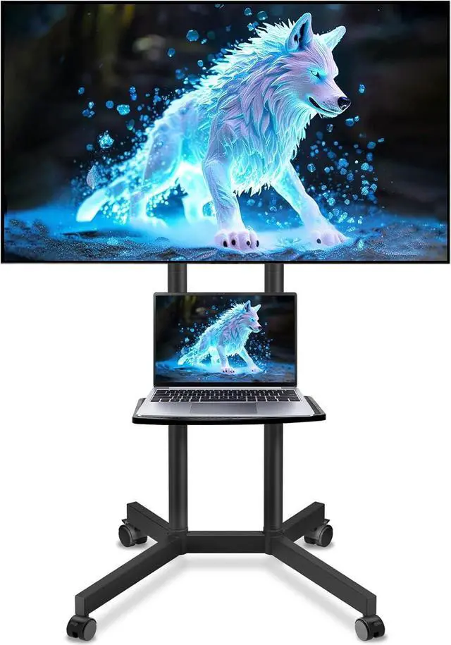 Main image of Rolling TV Stand with Wheels for 32-75 Inch TVs up to 88lbs, Portable Shelf, Mobile Cart Living Room, Office, Meeting Outdoor by DT