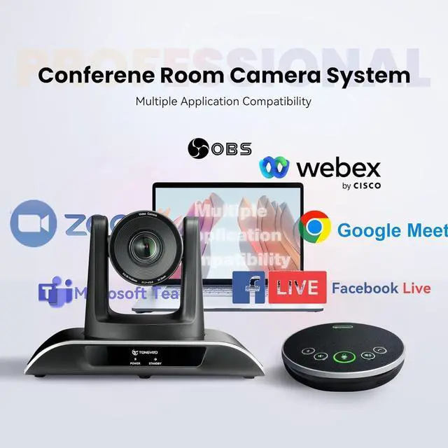 Alt view image 6 of 7 - All-in-One Conference Room Video Camera System Bundle HD 1080P 60fps 3X Optical Zoom USB3.0 HDMI PTZ and Bluetooth Speakerphone with Microphones by DT