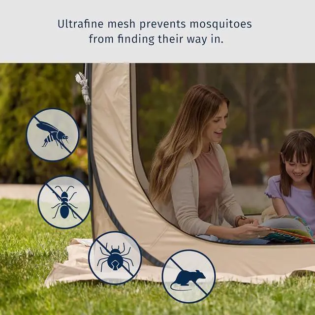 Alt view image 2 of 6 - Screen House Tent Pop-Up, Portable Room Canopy Instant 12 x FT with Carry Bag for Patio, Backyard, Deck & Outdoor Activities, Brown by DT