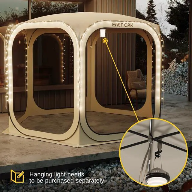 Alt view image 6 of 6 - Screen House Tent Pop-Up, Portable Room Canopy Instant 12 x FT with Carry Bag for Patio, Backyard, Deck & Outdoor Activities, Brown by DT