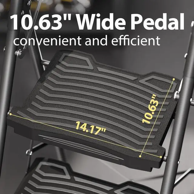 Alt view image 3 of 7 - 4 Step Ladder with Tool Platform, Sturdy Stool, Anti-Slip Wide Pedals, Handrail, Foldable Ladder, Pass 900LBS Testing, Multi-Use for Home, Garage, Garden, Painting, Black by DT