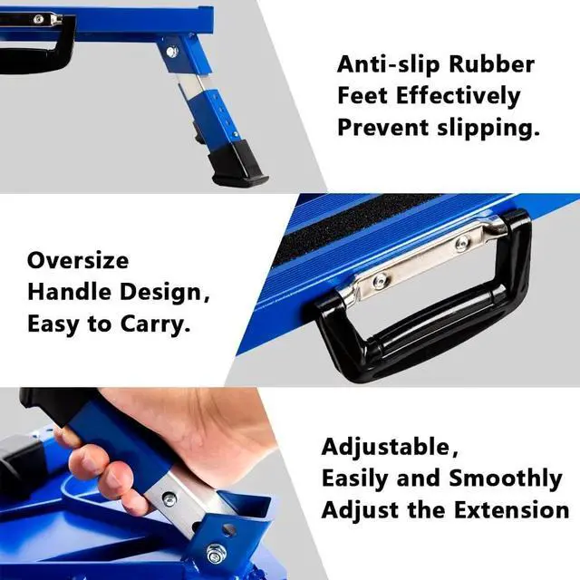 Alt view image 3 of 6 - Anium RV Steps Adjustable Folding Step Stool with Non-Slip Rubber Feet, Stable Platform Supports 1000bs, Safety Strips, Handle, Easy Carry, Outdoor Camper Trailer Travel - Blue by DT