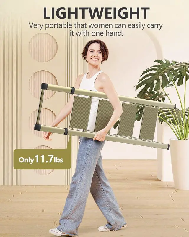 Alt view image 3 of 7 - 4 Step Ladder, Ladders for Home, Anti-Slip Pedals, Anum Stool Foldable, Lightweight to Move, Ease of Storage, Reach 9ft Closet Kitchen Library, Hold 300lbs - Gold by DT