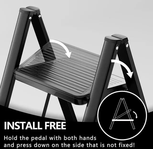Alt view image 7 of 7 - Step Ladder 3 Step Folding, Sturdy 330 Lbs Small Step Stool for Adults, Closet Step Stool Ladder with Anti-Slip Wide Pedals, Portable Folding Ladder for Home Kitchen Office